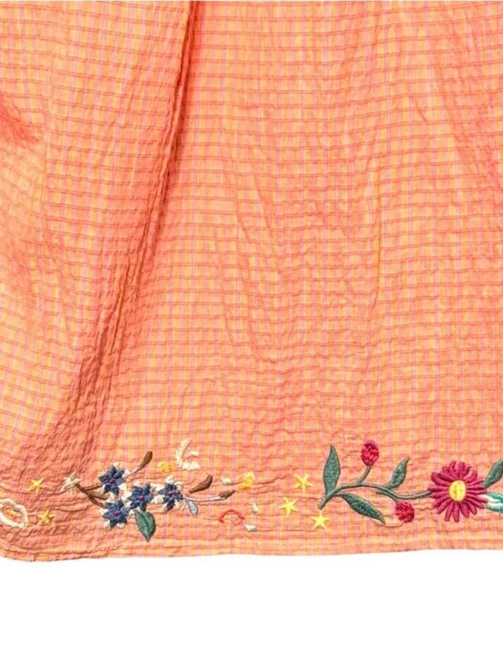 Johnny Was Olinda Puff Sleeve Embroidered Floral V-Neck Top Blouse